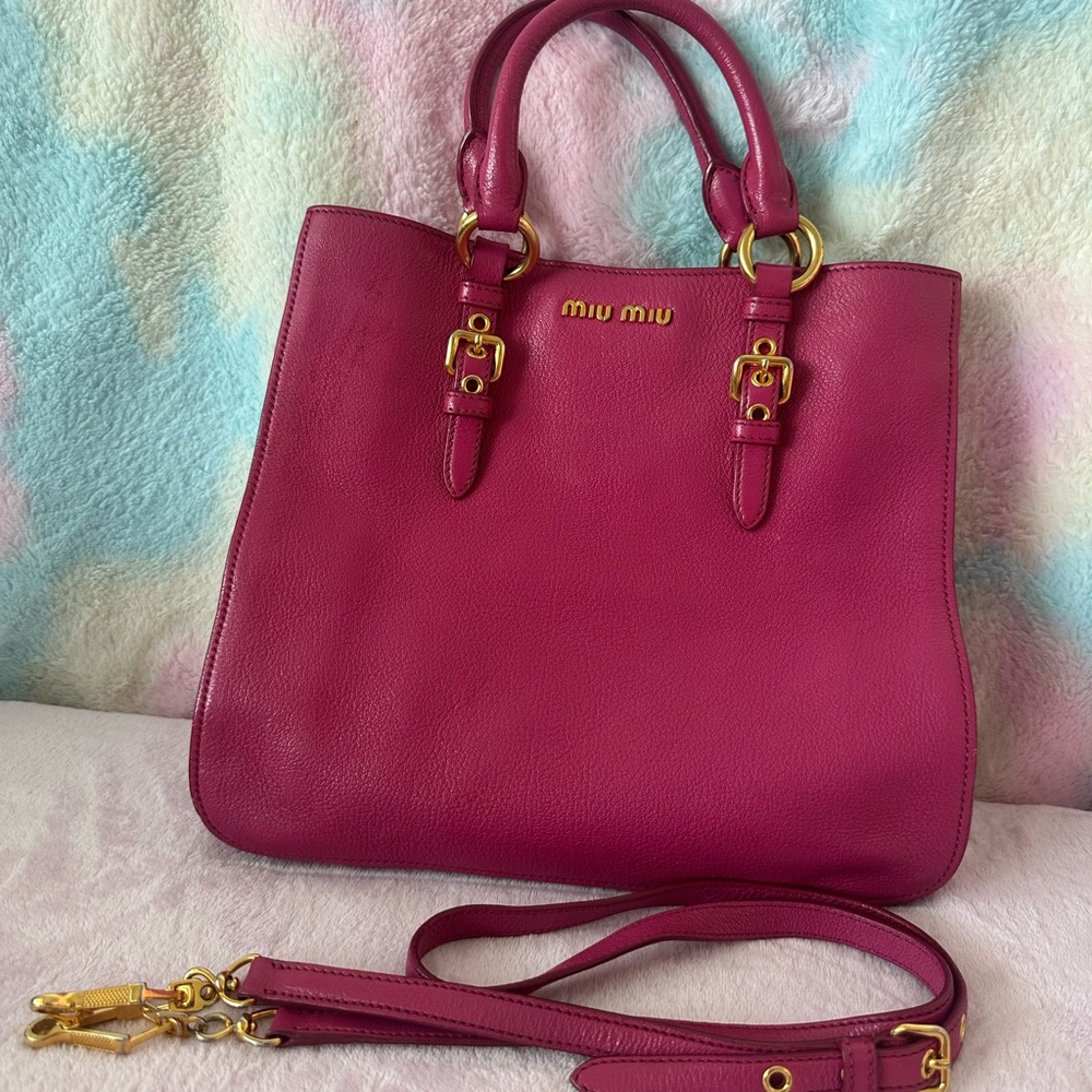 Miu Miu Fuchsia Leather Satchel